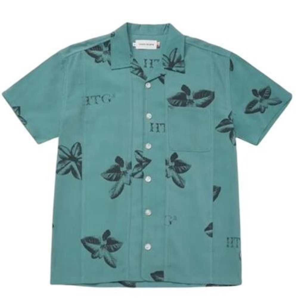 HONOR THE GIFT Tobacco Print Short Sleeve Camp Button Up Shirt Green 3XL New